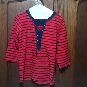 Allison daily red and blue long sleeve shirt  (322)